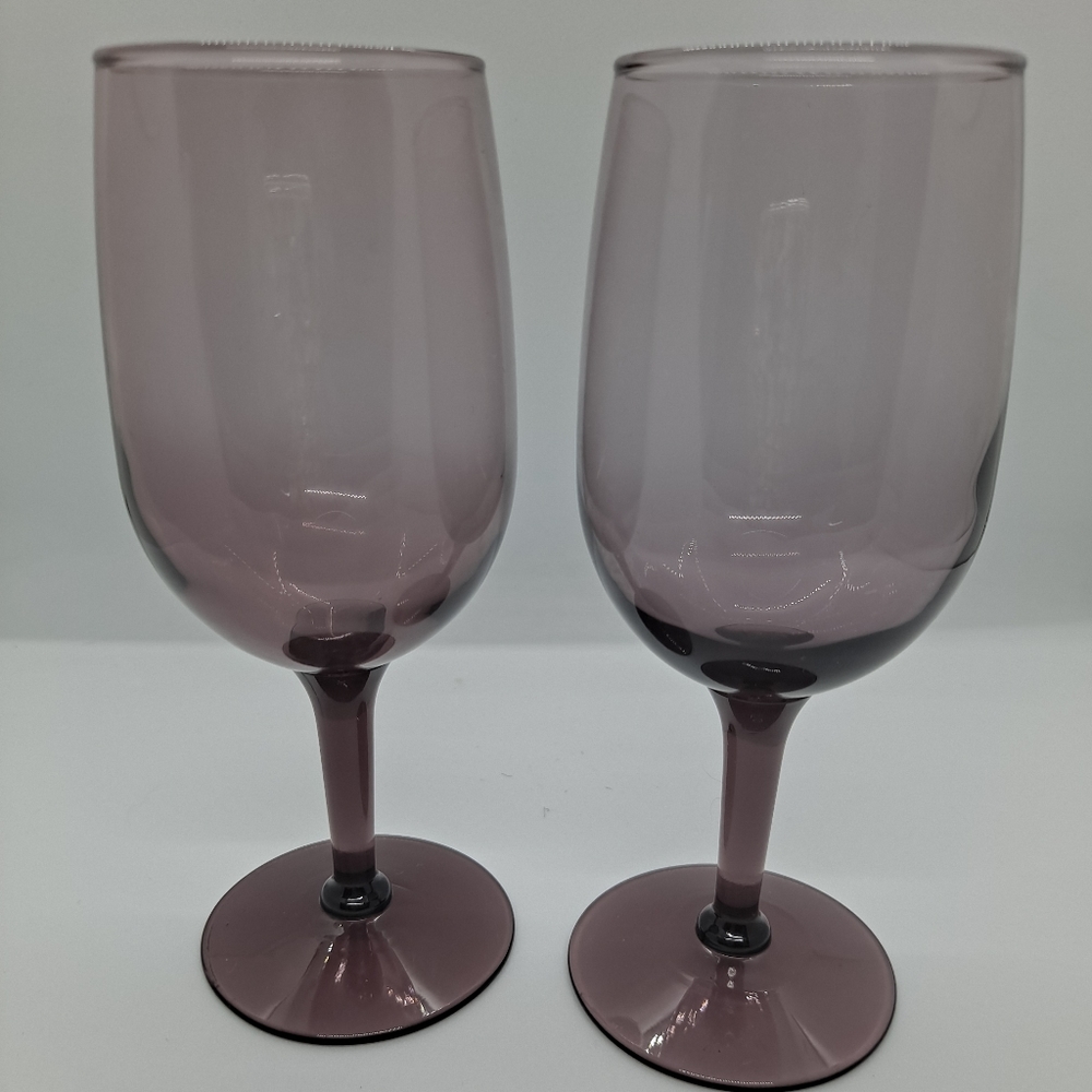 VINTAGE LIBBEY AMETHYST PURPLE WINE BRANDY GLASSES SET OF 2 COLLECTIBLE